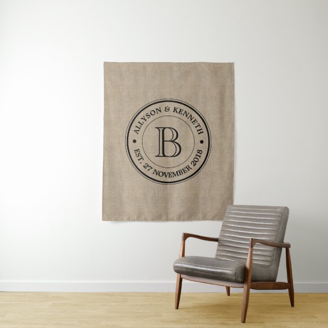 Erstellen Sie Ihre eigene Burlap-Logo-Jubiläumsmon Wandteppich (Beispiel)