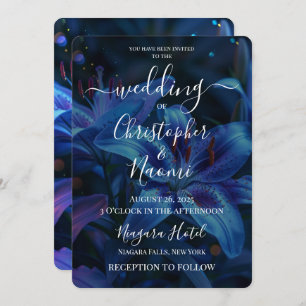 Erstellen Sie Ihre eigene Deep Blue Lily Hochzeit Einladung