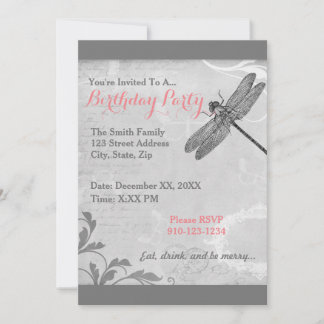 Erstellen Sie Ihre eigene Dragonfly zum Geburtstag Einladung