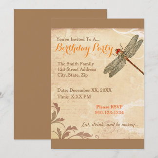 Erstellen Sie Ihre eigene Dragonfly zum Geburtstag Einladung