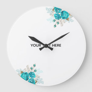 Erstellen Sie Ihre eigene elegante blaue Rose Große Wanduhr