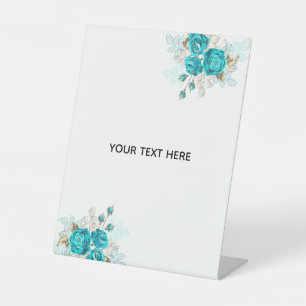 Erstellen Sie Ihre eigene elegante blaue Rose Sockelschild