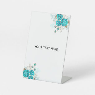 Erstellen Sie Ihre eigene elegante blaue Rose Sockelschild
