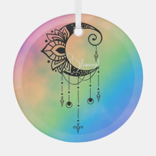 Erstellen Sie Ihre eigene elegante Boho Moon-Silho Ornament Aus Glas
