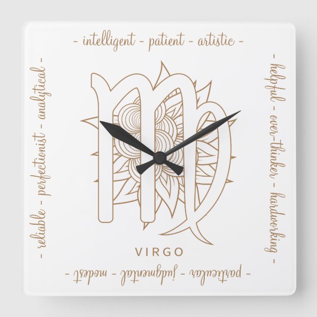 Erstellen Sie Ihre eigene elegante Gold & White Vi Quadratische Wanduhr (Vorderseite)