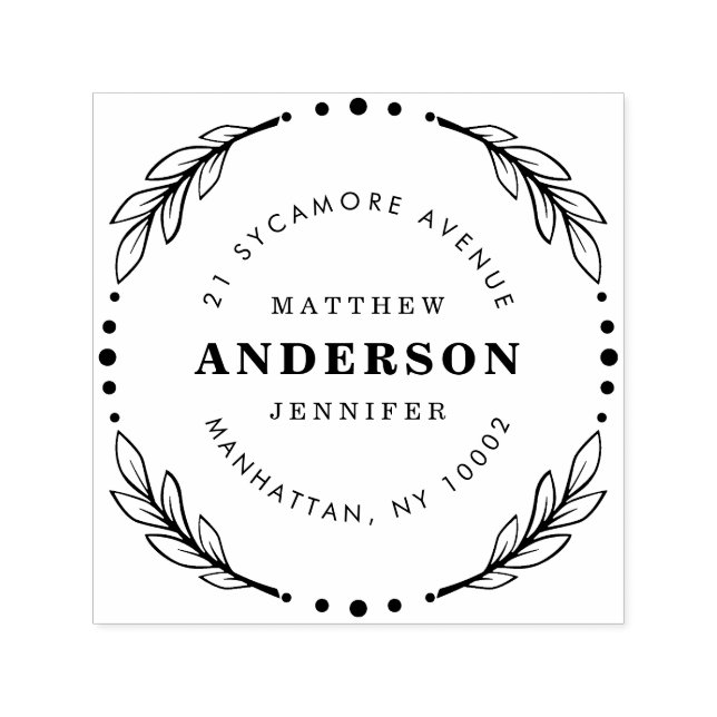 Erstellen Sie Ihre eigene elegante Kranz-Rücksende Permastempel (Design)