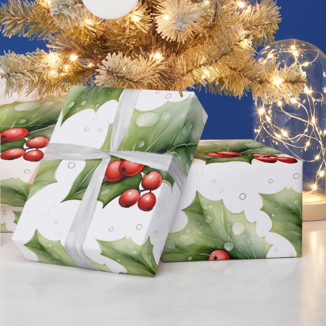 Erstellen Sie Ihre eigene elegante Red Holly Geschenkpapier (Feiertage)