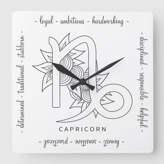 Erstellen Sie Ihre eigene elegante Schwarz-Weiß-Ka Quadratische Wanduhr (Vorderseite)