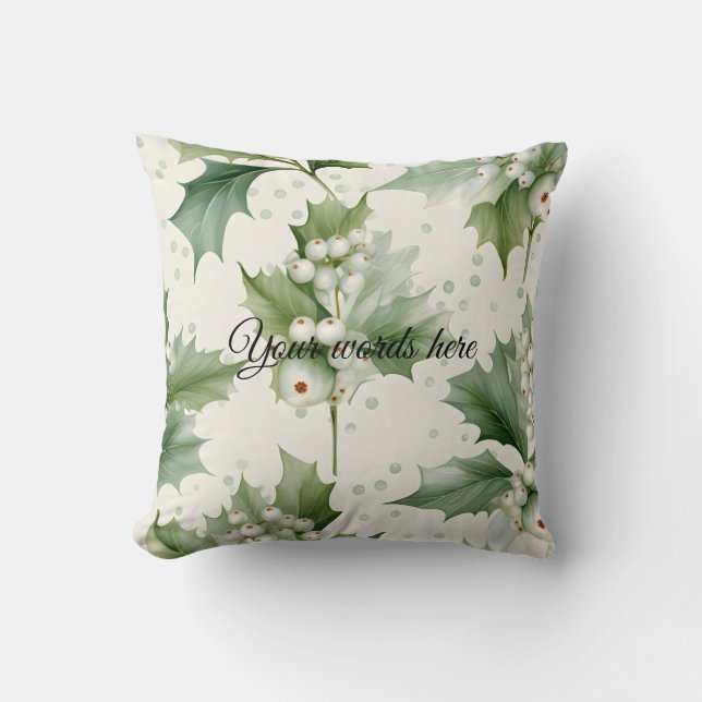 Erstellen Sie Ihre eigene elegante White Mistletoe Kissen (Vorderseite)