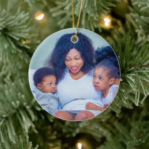 Erstellen Sie Ihre eigene Familie Kinder 2 Fotos Keramik Ornament