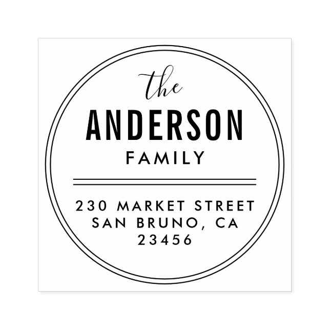 Erstellen Sie Ihre eigene Familienname Round-Rücks Gummistempel (Prägung)