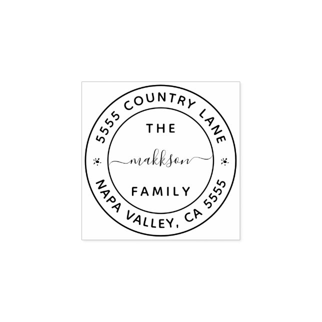 Erstellen Sie Ihre eigene Familienname-Rücksendead Gummistempel (Prägung)