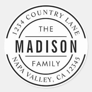 Erstellen Sie Ihre eigene Familienname-Rücksendead Runder Aufkleber