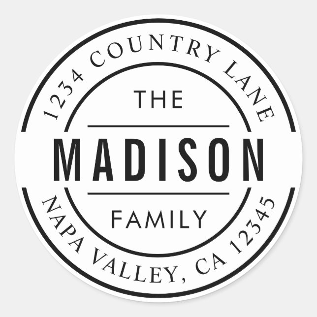 Erstellen Sie Ihre eigene Familienname-Rücksendead Runder Aufkleber (Vorderseite)