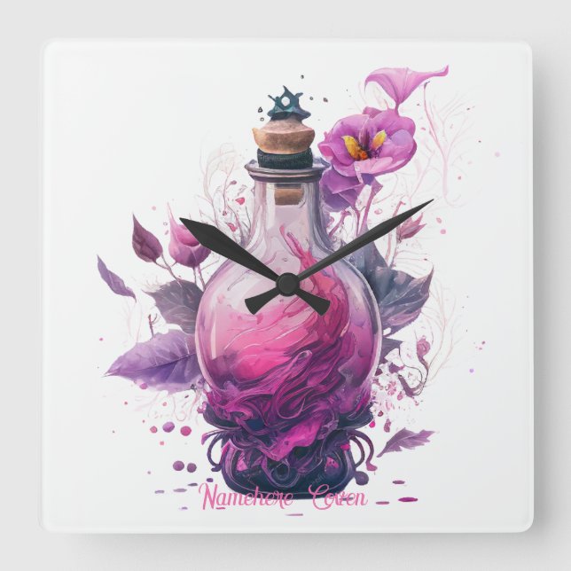 Erstellen Sie Ihre eigene Flora-Flasche Quadratische Wanduhr (Vorderseite)