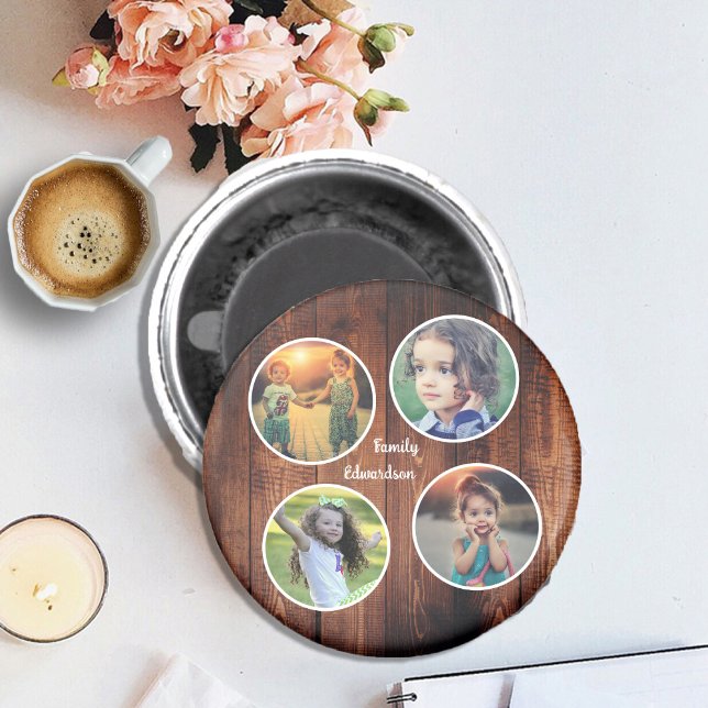 Erstellen Sie Ihre eigene Foto-Collage mit Monogra Magnet (Create your own keepsake, memories, family photo collage magnet. You can also add your own name.)