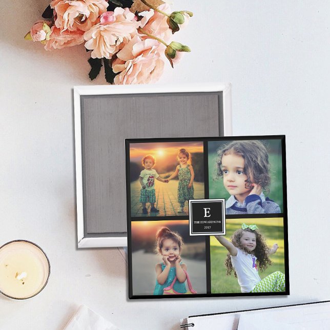 Erstellen Sie Ihre eigene Foto-Collage mit Monogra Magnet (Create your own family photo collage monogrammed magnet.)