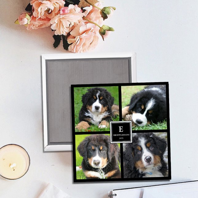 Erstellen Sie Ihre eigene Foto-Collage mit Monogra Magnet (Create your own family photo collage monogrammed magnet. A very personal and unique magnet.)