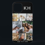 Erstellen Sie Ihre eigene Foto Collage & Text Farb Case-Mate iPhone Hülle<br><div class="desc">Viel Spaß beim Design Ihrer eigenen iPhone Gehäuse. Mit einer modernen instagram Foto Collage,  Initialen und Platz zum Hinzufügen eines eigenen Textes. Hintergrund ist modisches Schwarz,  kann aber in jede Farbe geändert werden.</div>