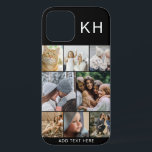 Erstellen Sie Ihre eigene Foto Collage & Text Farb Case-Mate iPhone Hülle<br><div class="desc">Viel Spaß beim Design Ihrer eigenen iPhone Gehäuse. Mit einer modernen instagram Foto Collage,  Initialen und Platz zum Hinzufügen eines eigenen Textes. Hintergrund ist modisches Schwarz,  kann aber in jede Farbe geändert werden.</div>