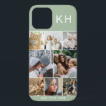 Erstellen Sie Ihre eigene Foto Collage & Text Farb Case-Mate iPhone Hülle<br><div class="desc">Viel Spaß beim Design Ihrer eigenen iPhone Gehäuse. Mit einer modernen instagram Foto Collage,  Initialen und Platz zum Hinzufügen eines eigenen Textes. Der Hintergrund ist ein stylisches pastellgrünes Grün,  das aber in jede Farbe geändert werden kann.</div>