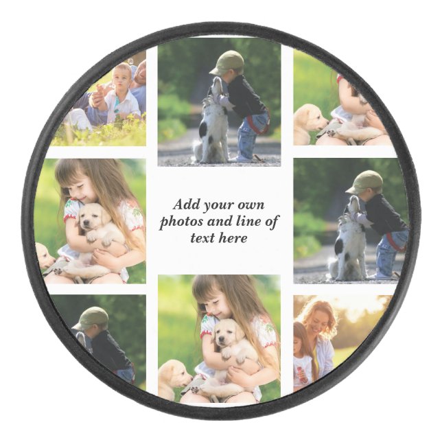 Erstellen Sie Ihre eigene Foto-Collage und -Text Eishockey Puck (Vorderseite)