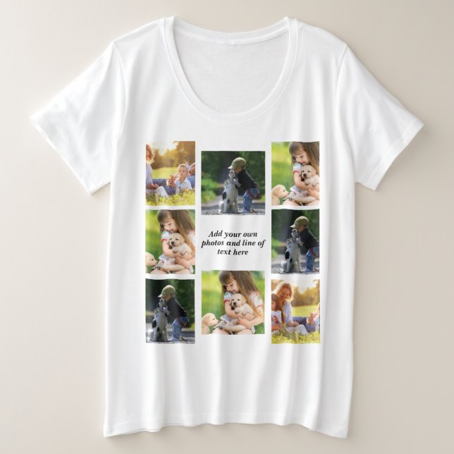Erstellen Sie Ihre eigene Foto-Collage und -Text Große Größe T-Shirt (Design vorne)