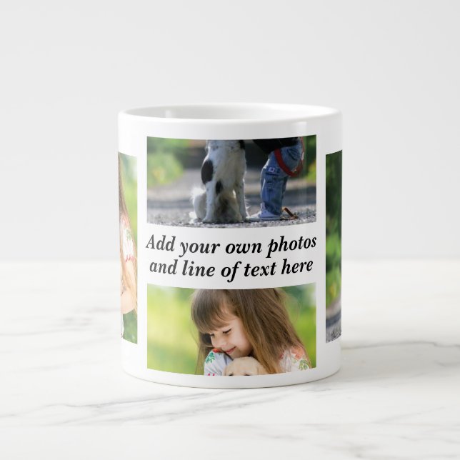 Erstellen Sie Ihre eigene Foto-Collage und -Text Jumbo-Tasse (Vorderseite)