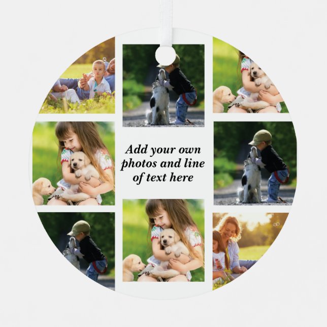 Erstellen Sie Ihre eigene Foto-Collage und -Text Ornament Aus Metall (Vorderseite)