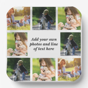 Erstellen Sie Ihre eigene Foto-Collage und -Text Pappteller
