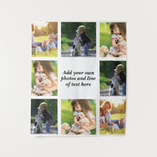 Erstellen Sie Ihre eigene Foto-Collage und -Text Wandteppich