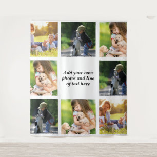 Erstellen Sie Ihre eigene Foto-Collage und -Text Wandteppich