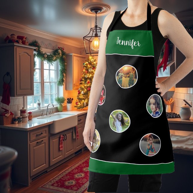 Erstellen Sie Ihre eigene Foto Collage Weihnachts- Schürze (Create your own photo collage Christmas monogram Apron. Very personal and unique christmas apron.)