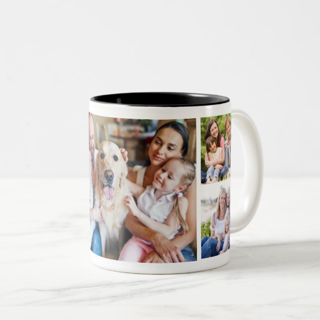 Erstellen Sie Ihre eigene FotoCollage 5 Bilder wei Zweifarbige Tasse (VorderseiteRechts)