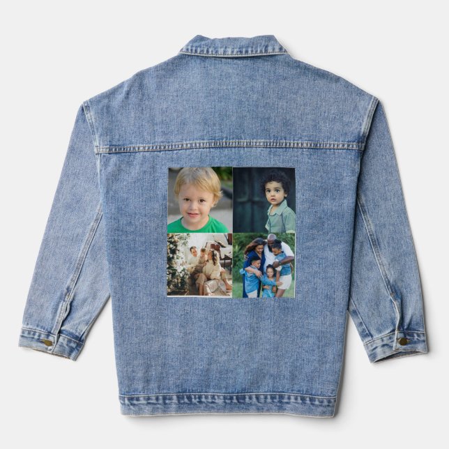 Erstellen Sie Ihre eigene Fotocollage mit 4 Fotos Jeansjacke (Rückseite)
