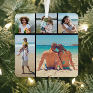 Erstellen Sie Ihre eigene Fotocollage mit 5 Fotos Ornament Aus Metall