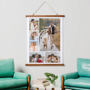 Erstellen Sie Ihre eigene Fotocollage mit 6 Fotos Wandteppich Mit Holzrahmen
