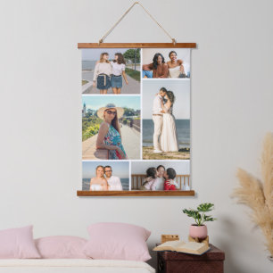 Erstellen Sie Ihre eigene Fotocollage mit 6 Fotos Wandteppich Mit Holzrahmen