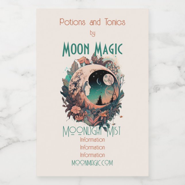 Erstellen Sie Ihre eigene Friedliche Boho Crescent Weinetikett (Einzelnes Label)