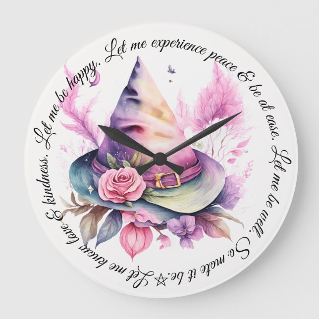 Erstellen Sie Ihre eigene Frühjahrsrähne Hexenhut- Große Wanduhr (Vorderseite)