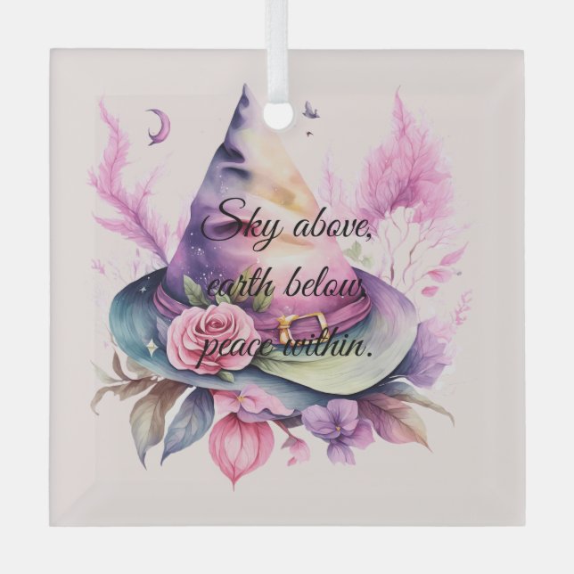 Erstellen Sie Ihre eigene Frühjahrsrähne Hexenhut- Ornament Aus Glas (Vorderseite)