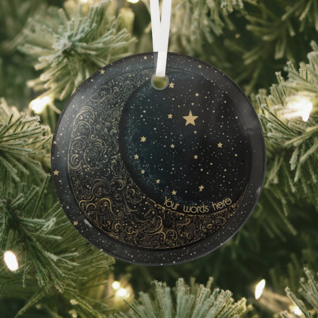 Erstellen Sie Ihre eigene Gold Filigree Moon Celes Ornament Aus Glas (InSitu)