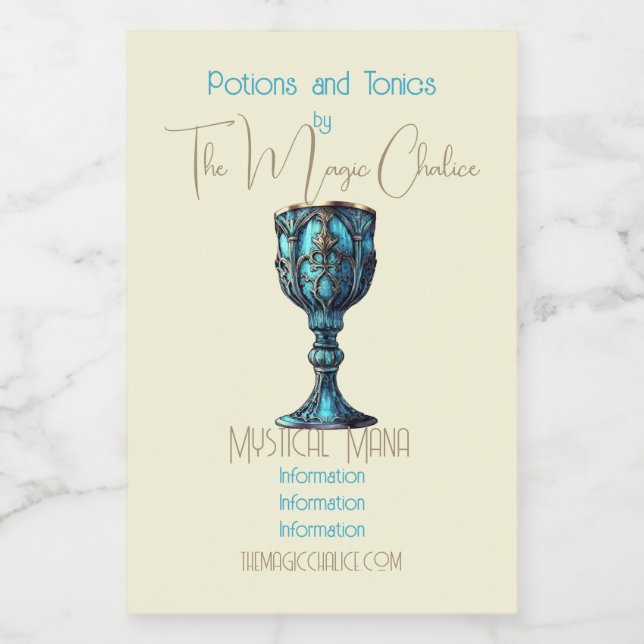 Erstellen Sie Ihre eigene gotische blaue Chalice Lebensmitteletikett (Einzelnes Label)
