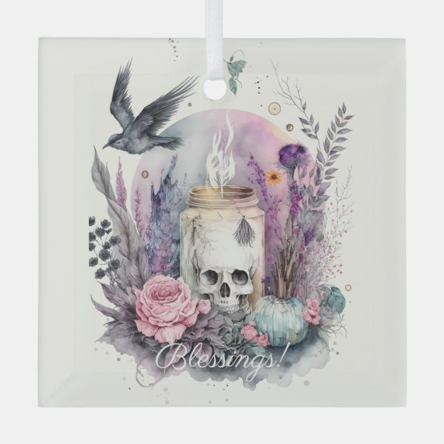 Erstellen Sie Ihre eigene gotische Herbstflora Ornament Aus Glas (Vorderseite)