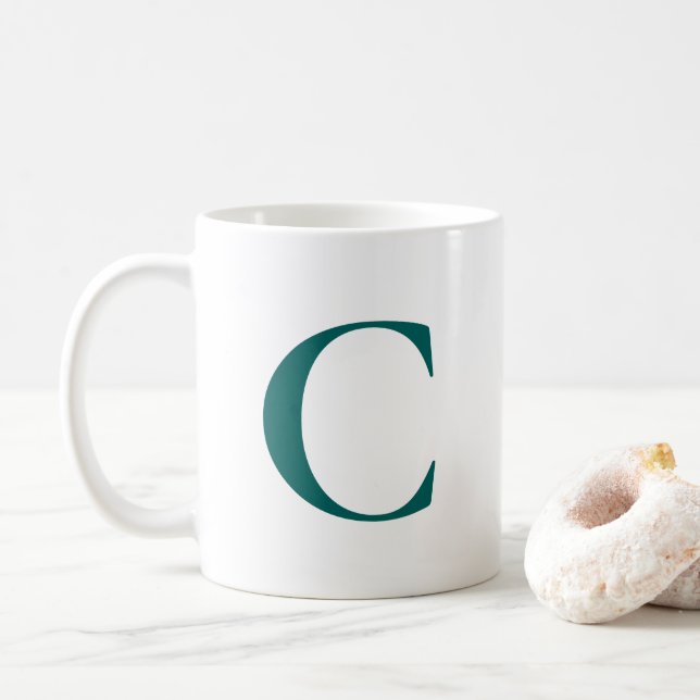 Erstellen Sie Ihre eigene große Aquamarine Monogra Kaffeetasse (Mit Donut)