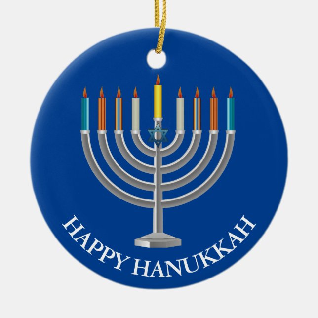 Erstellen Sie Ihre eigene Hanukka Menorah Keramik Ornament (Vorne)