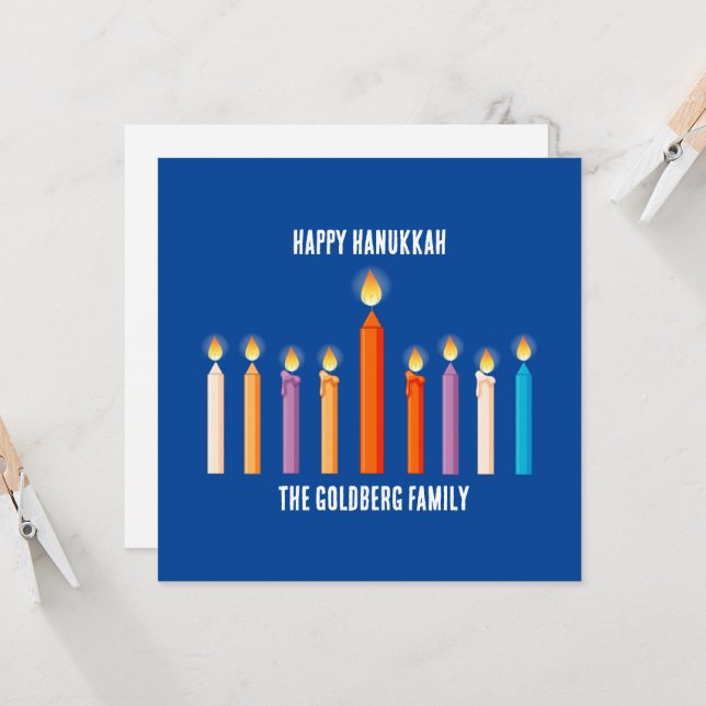 Erstellen Sie Ihre eigene Happy Hanukkah Card (Vorderseite/Rückseite Beispiel)