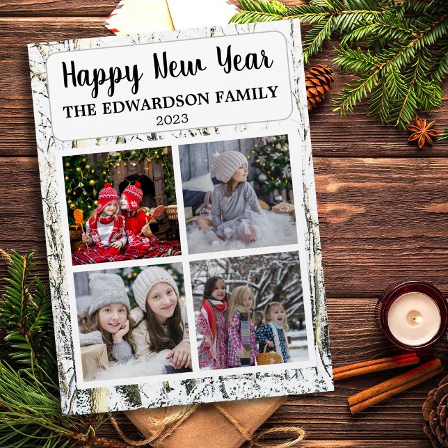 Erstellen Sie Ihre eigene Happy New Year Foto Coll Magnet (Happy New Year family photo collage magnet. Nice magnet so send New Years wishes to family & friends)