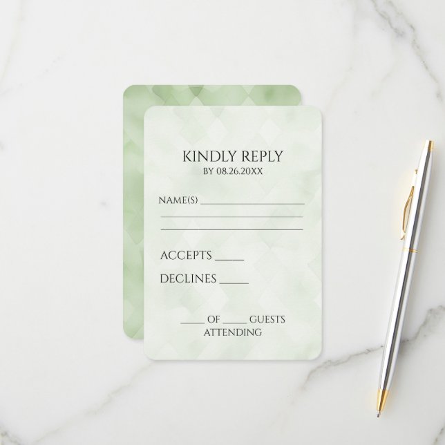 Erstellen Sie Ihre eigene Hübsche Hintergrundtextu RSVP Karte (Vorderseite/Rückseite Beispiel)