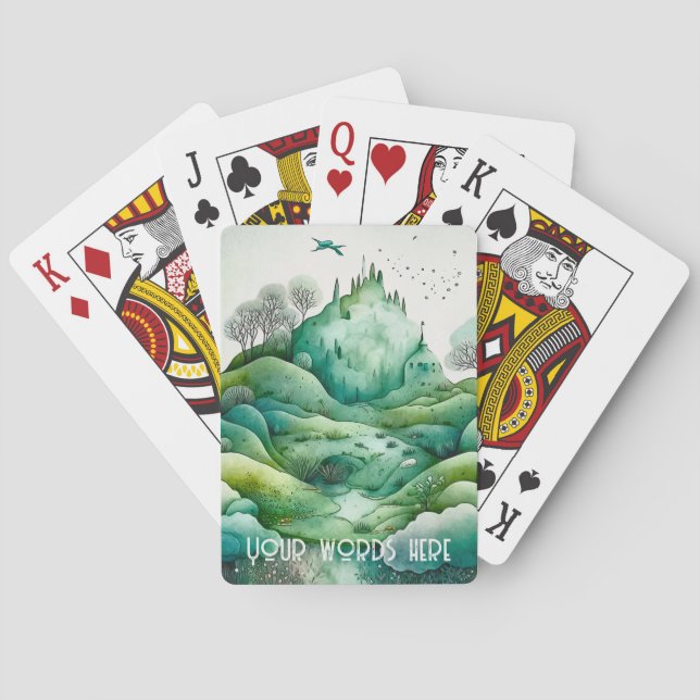 Erstellen Sie Ihre eigene hügelige Grünlandschaft Spielkarten (Rückseite)